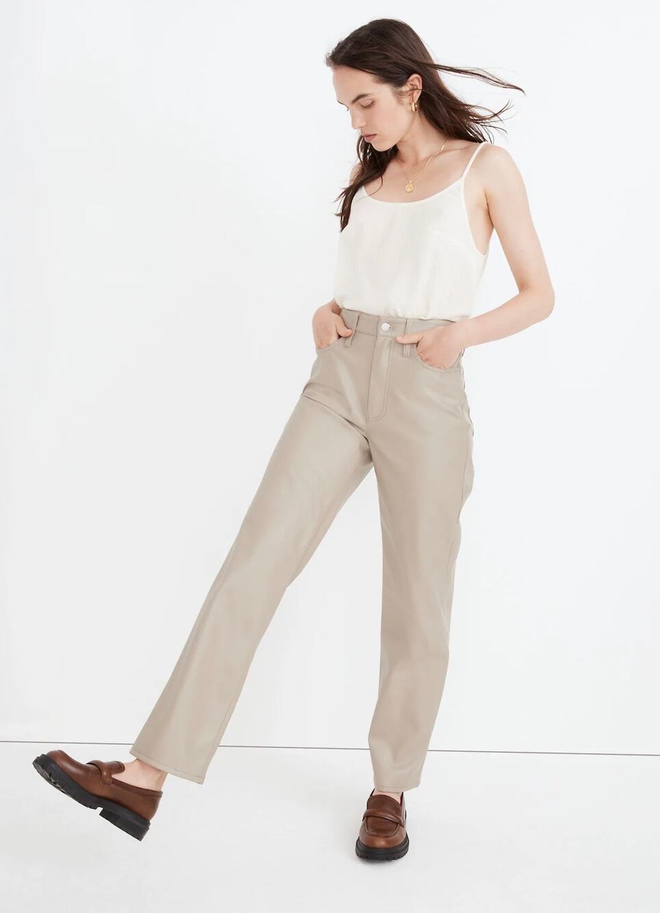 Madewell Womens 27 Perfect Vintage Straight Faux Leather Pants Luxe NWT